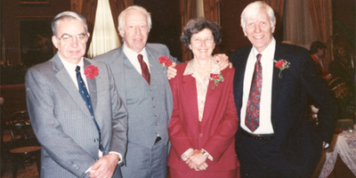 Photographed - The 1989 National Medal of Technology recipients, from left: Richard A. Lundy, J. Ritchie Orr, Helen T. Edwards, Alvin V. Tollestrup
